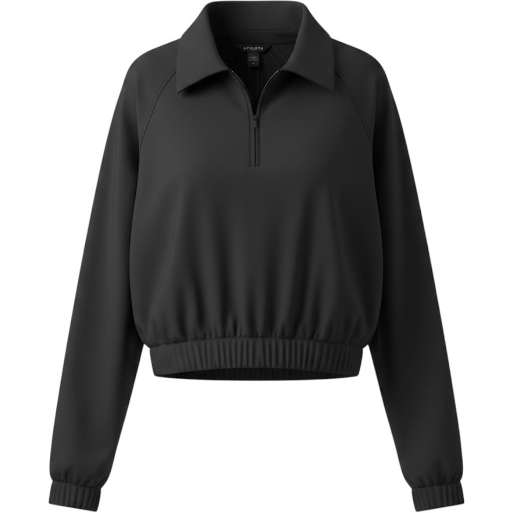 EUC Athleta Large Lightweight Advantage Warm Up Black 1/4 Zip Pullover Jacket - Picture 1 of 7